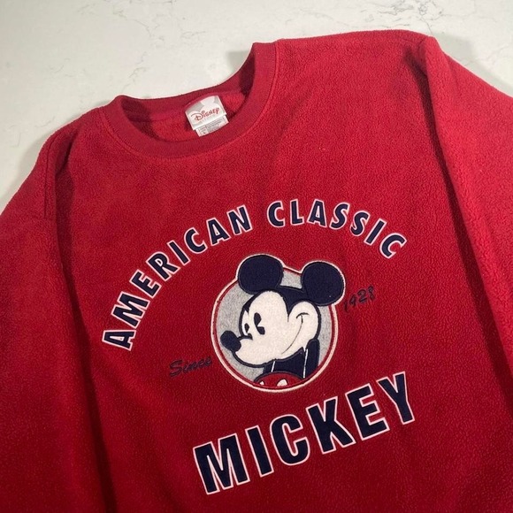 Disney Other - Vintage‎ Disney Store Mickey Mouse Red Fleece Sweatshirt Size L 90s Y2K